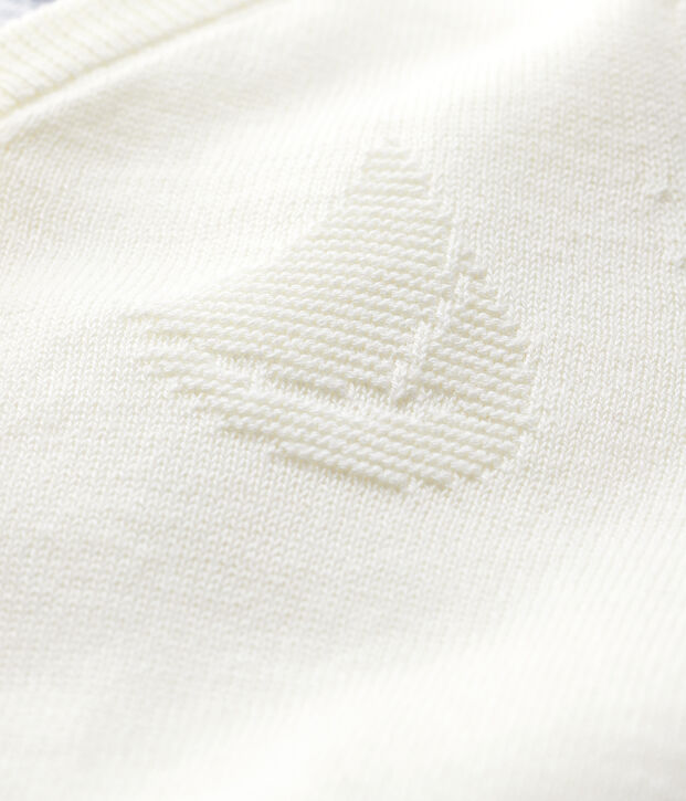 Baby-Cardigan aus Baumwolljersey-Strick mit Leinenanteil Jungen weiss