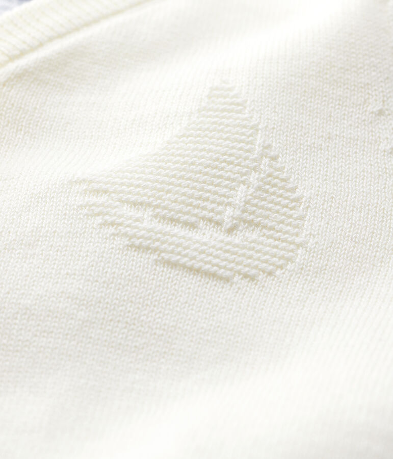 Baby-Cardigan aus Baumwolljersey-Strick mit Leinenanteil Jungen weiss