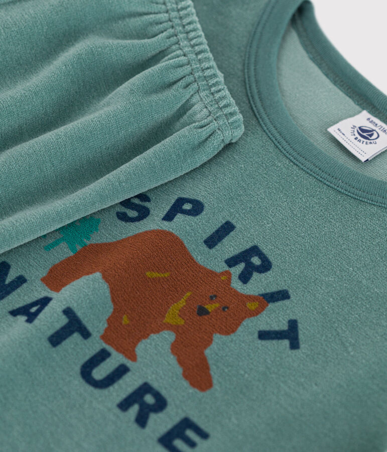 Kinderpyjama aus Nicki gr&uuml;n/vielfarbig