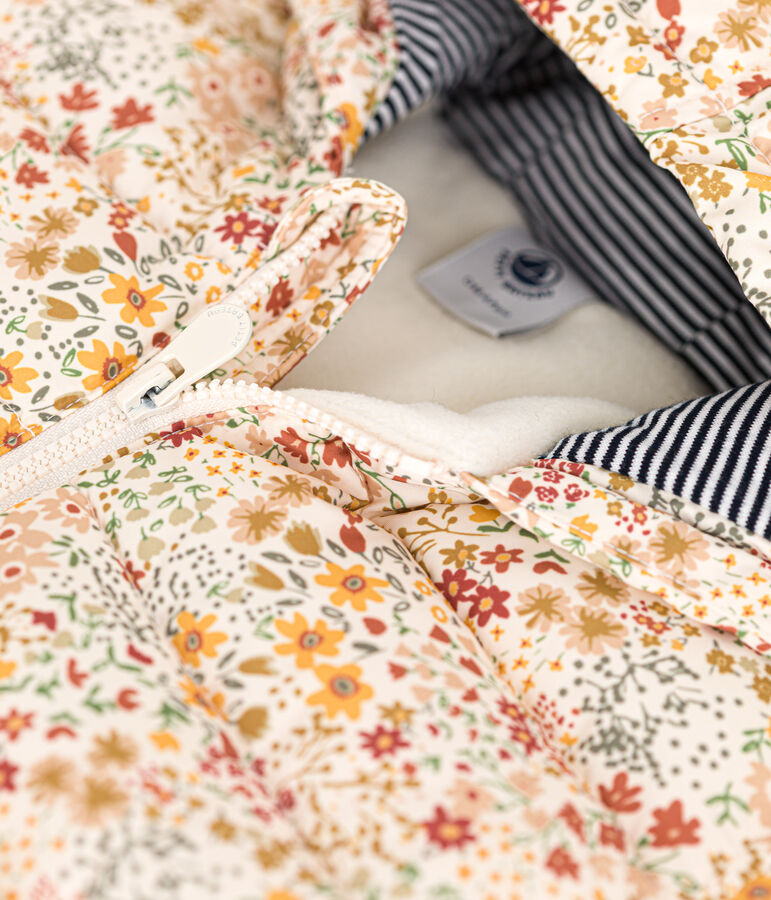 Gemusterte Baby-Winterjacke mit Kapuze weiss AVALANCHE/ MULTICO