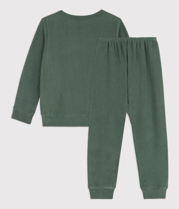 Kinderpyjama aus Frottee gr&uuml;n