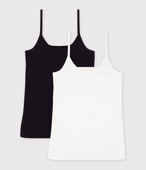 Set aus Tr&auml;gerhemden f&uuml;r Damen aus leichter, unifarbener Baumwolle vielfarbig
