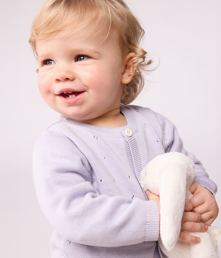 Baby-Cardigan aus einfarbigem Baumwollstrick violett