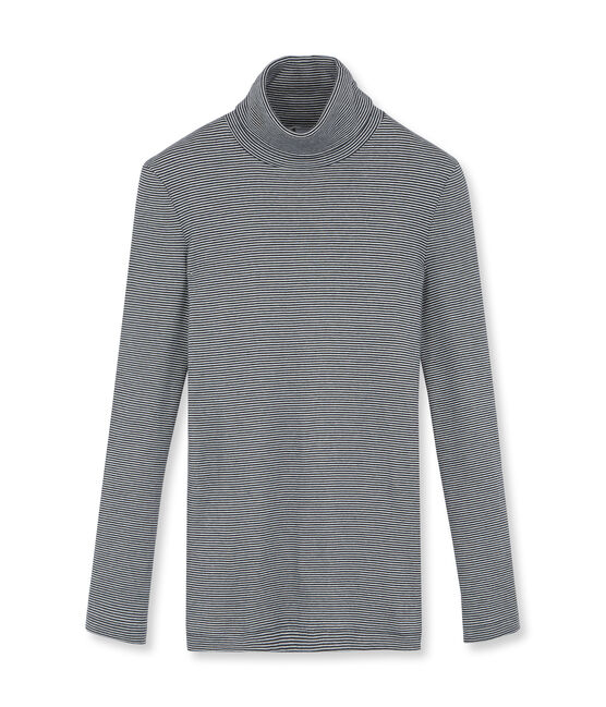 Gestreifter Unterziehpullover für Damen blau ABYSSE/weiss LAIT