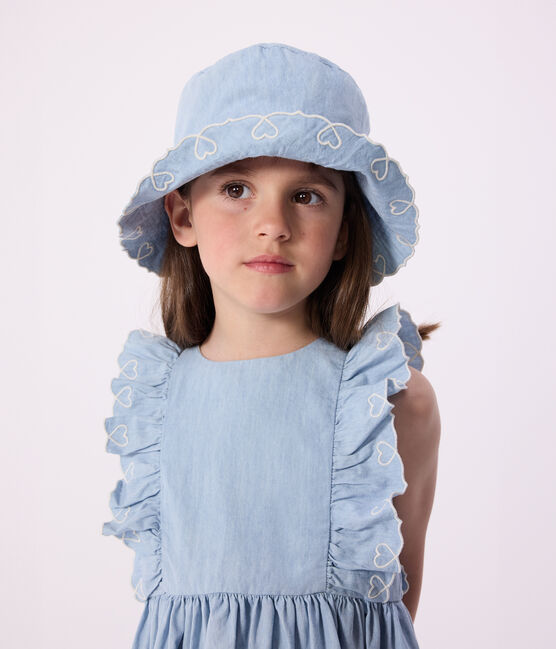 Ärmelloses Kinder-Kleid aus Baumwolle blau BLEU CLAIR