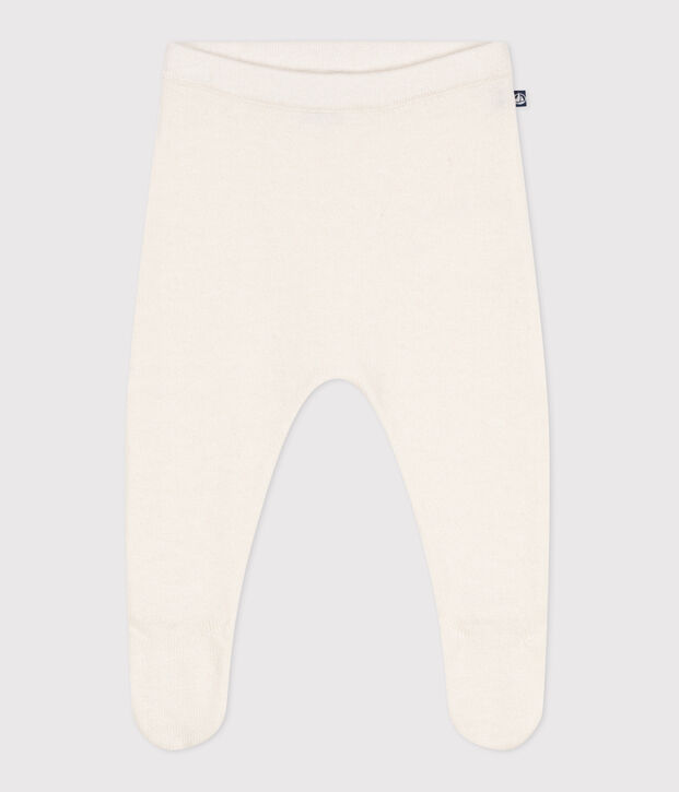 Baby-Hose aus Woll- und Baumwollstrick weiss