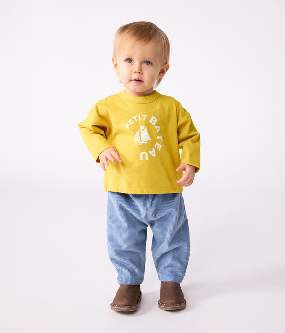 Langärmliges Baby-T-Shirt aus Baumwolle gelb NAPLES