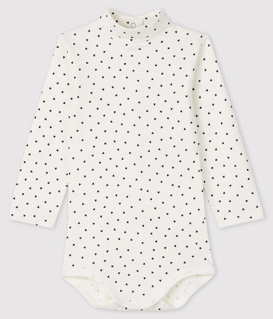 Langärmeliger Baby-Body mit Rollkragen weiss MARSHMALLOW/blau SMOKING