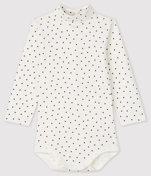 Lang&auml;rmeliger Baby-Body mit Rollkragen weiss/blau