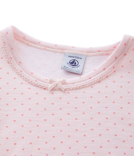 T-Shirt, Langarm, für Mädchen aus Wolle und Baumwolle rosa VIENNE/rosa GRETEL