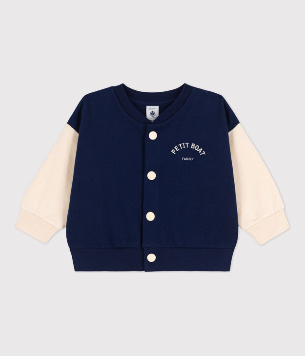Baby-Teddy aus Molton blau/naturfarben