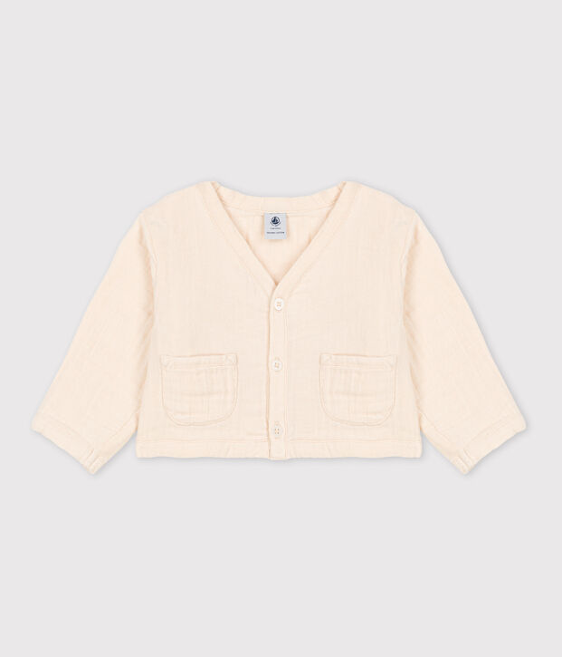 Baby-Cardigan aus Musselinstoff naturfarben