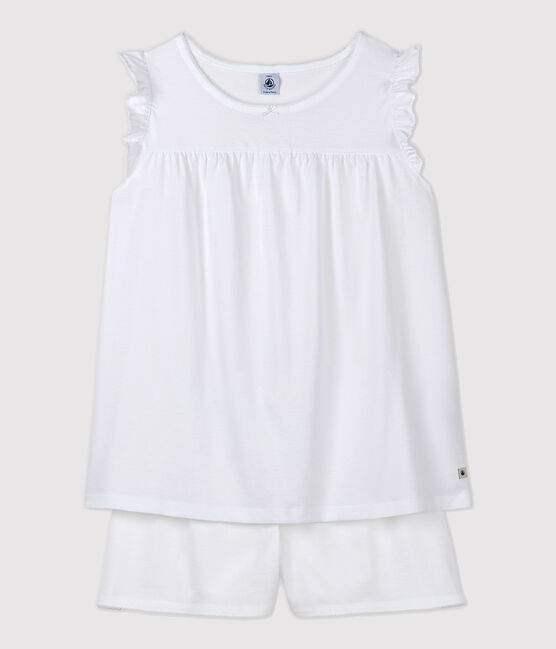 Kurzpyjama aus feiner Baumwolle in Weiß für Mädchen/Damen weiss ECUME