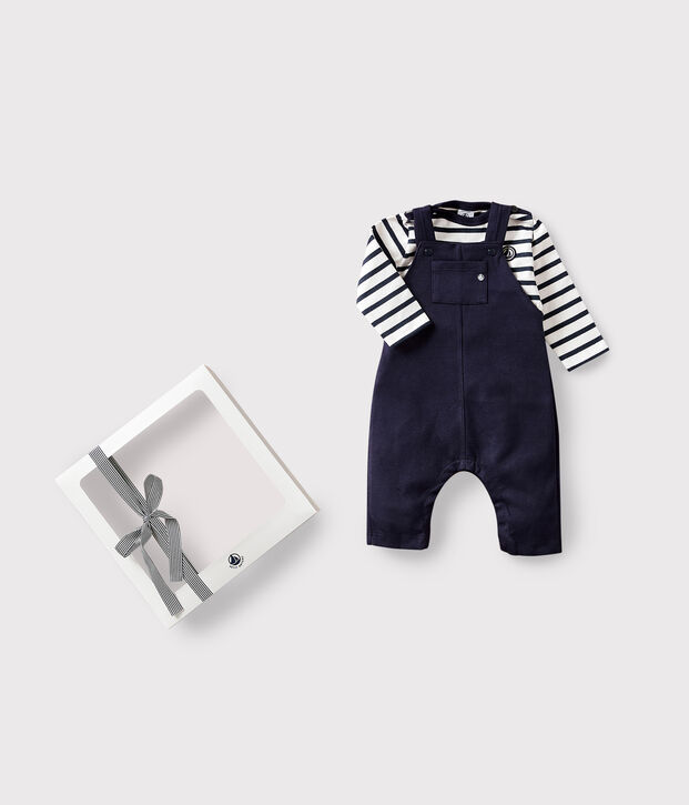 Baby-Latzhose und Streifenshirt aus dichtem Jersey vielfarbig