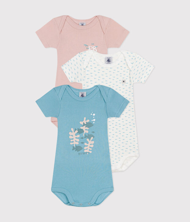 3er-Set kurz&auml;rmelige Baby-Bodys aus Baumwolle vielfarbig