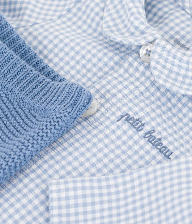Baby-Set aus Baumwolle mit Bruststickerei und Vichy-Muster vielfarbig