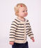 Baby-Cardigan aus Baumwolle mit Streifen naturfarben/blau