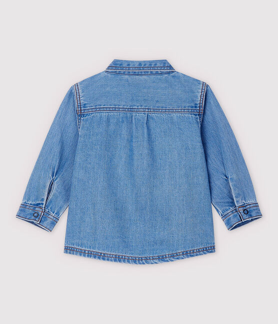 Langärmeliges Baby-Hemd aus leichtem Denim für Jungen blau DENIM CLAIR