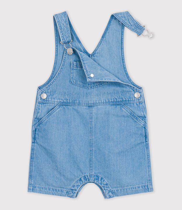 Kurze Baby-Latzhose aus leichtem Denim blau