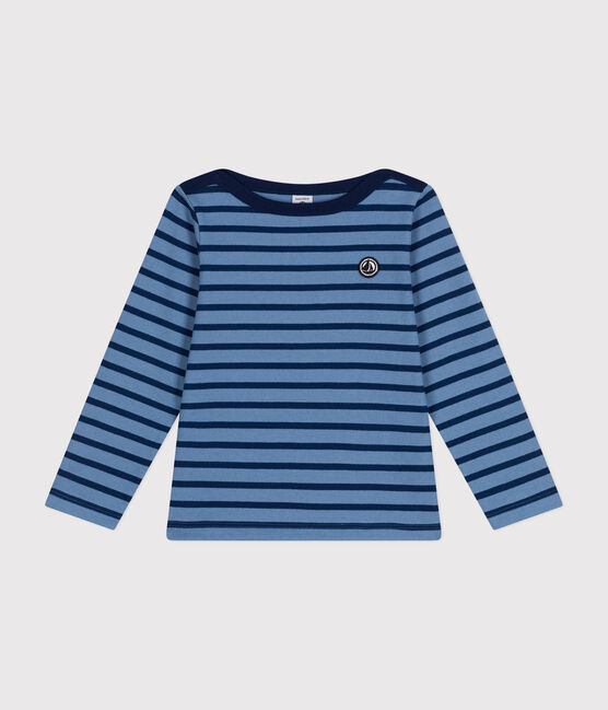 Ikonisches Kinder-Streifenshirt "Marinière" für Mädchen und Jungen blau BEACH/ MEDIEVAL