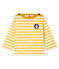 Langärmeliges Baby-T-Shirt für Jungen weiss MARSHMALLOW/gelb BOUDOR
