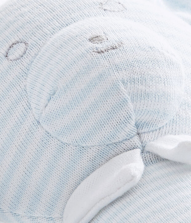 Kuschelb&auml;r im Milleraies-Ringelmuster blau/weiss