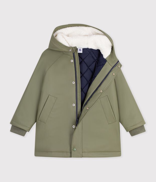 Einfarbige Kinder-Winterregenjacke OLIVINE
