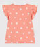 Kurzärmeliges Kinder-T-Shirt aus bedruckter Baumwolle orange ABRICOT/ MARSHMALLOW