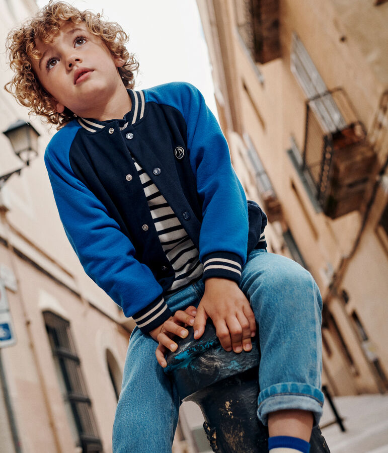 Kinder College-Jacke aus Molton f&uuml;r Jungen blau/blau