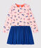 Langärmeliges Kinderkleid für Mädchen weiss MARSHMALLOW/weiss MULTICO