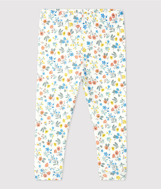 Baby-Leggings aus Baumwolle mit Blumemuster weiss/vielfarbig
