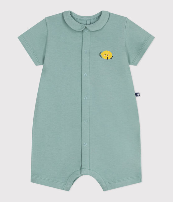 Baby-Kurzoverall aus Baumwolle mit Bubikragen grün PAUL