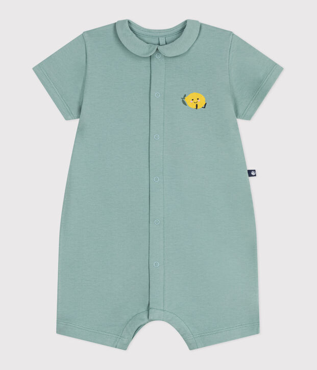 Baby-Kurzoverall aus Baumwolle mit Bubikragen gr&uuml;n