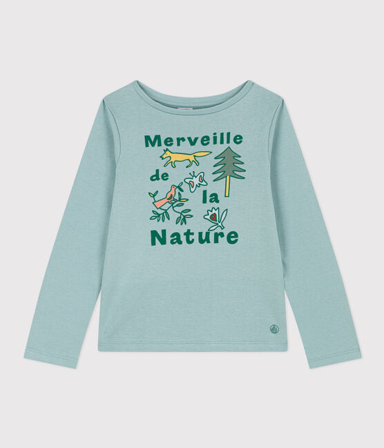 Langärmeliges T-Shirt aus Baumwolle für Kinder/Mädchen grün PAUL