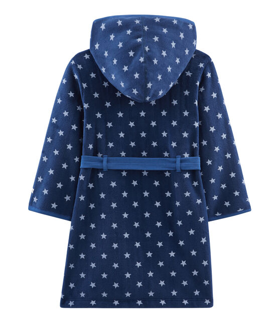 Morgenmantel aus Fleece für Kinder blau MEDIEVAL/weiss MARSHMALLOW