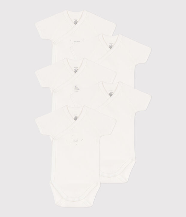 Kurz&auml;rmelige Wickelbodys aus Baumwolle im 5er-Set vielfarbig