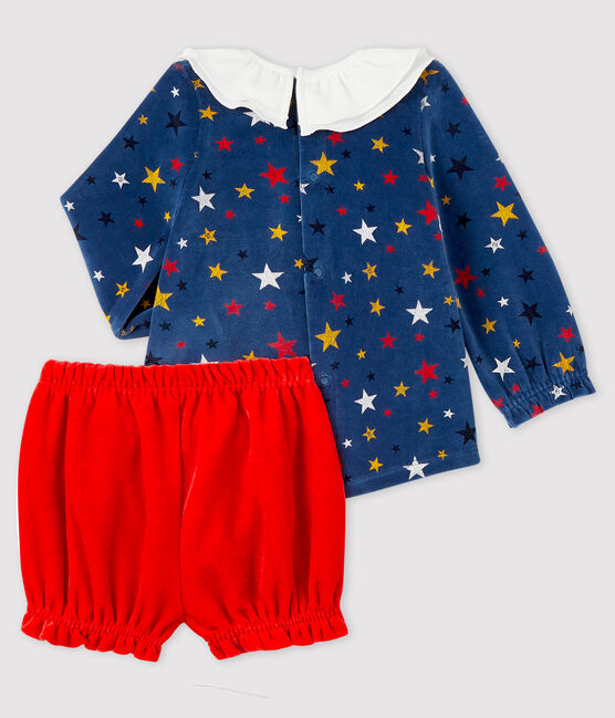 Zweiteiliges Baby-Set für Mädchen blau MEDIEVAL/weiss MULTICO