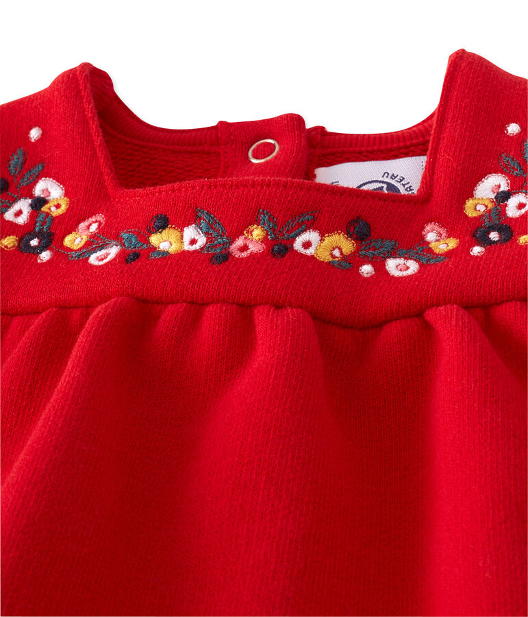 Besticktes Baby-M&auml;dchen-Kleid aus Molton rot FROUFROU