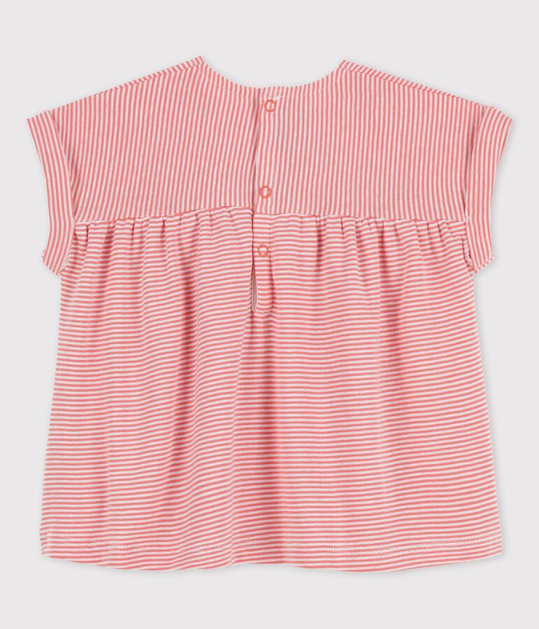 Kurz&auml;rmelige Baby-Bluse aus Bio-Baumwolle rosa/weiss