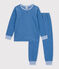 Kinder-Pyjama aus einfarbigem Feincord blau