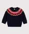 Baby-Jacquard-Pullover aus Woll und Baumwollstrick blau SMOKING/weiss MULTICO