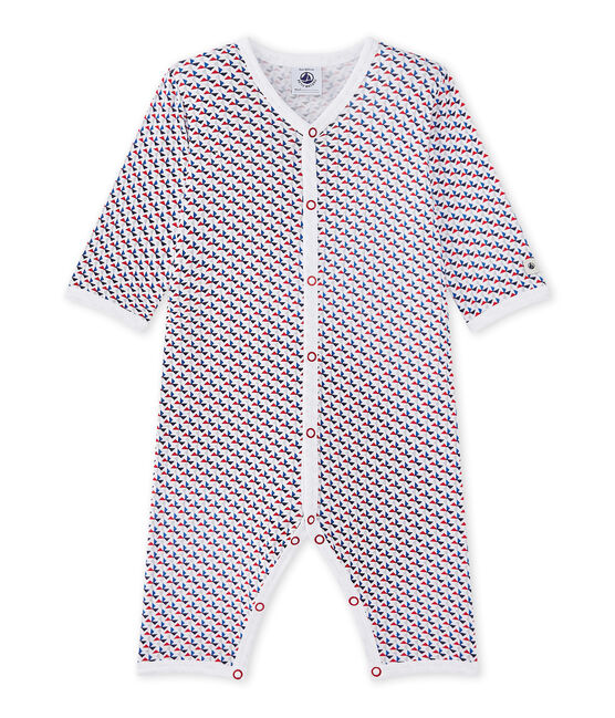 Baby-Jungen-Strampler ohne Fuß. weiss ECUME/weiss MULTICO
