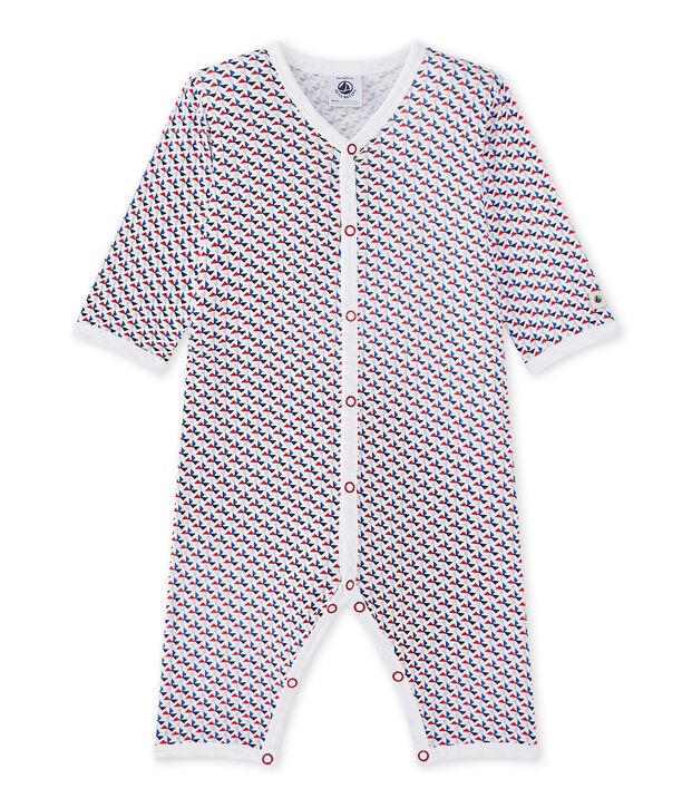 Baby-Jungen-Strampler ohne Fu&szlig;. weiss/vielfarbig
