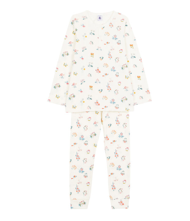 Pyjama f&uuml;r kleine M&auml;dchen weiss/vielfarbig
