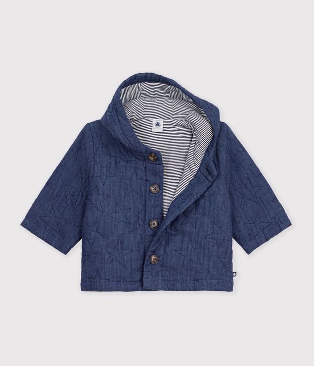 Baby-Weste aus gestepptem Denim mit bestickten Sternen blau