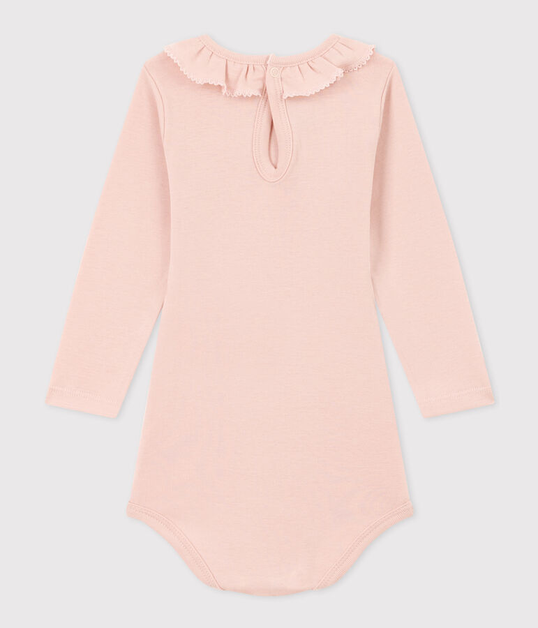 Lang&auml;rmeliger Baby-Body aus Baumwolle mit R&uuml;schenkragen rosa