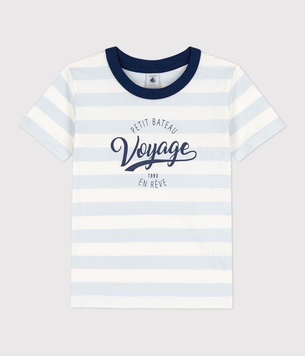 Kurz&auml;rmeliges T-Shirt aus Baumwolle f&uuml;r Jungen blau/weiss