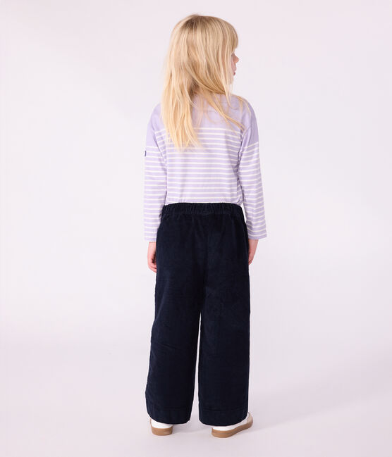 Kinder-Hose aus einfarbigem Fein-Cord blau SMOKING