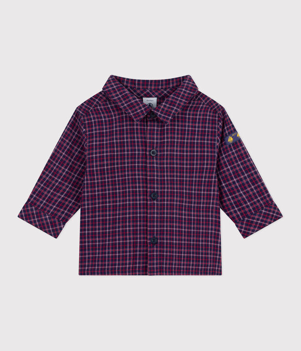 Baby-Hemd aus Flanell mit Karomuster blau/vielfarbig