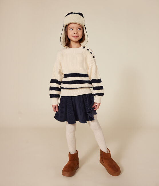 Kinder-Pullover aus Baumwolle für Mädchen weiss AVALANCHE/blau SMOKING